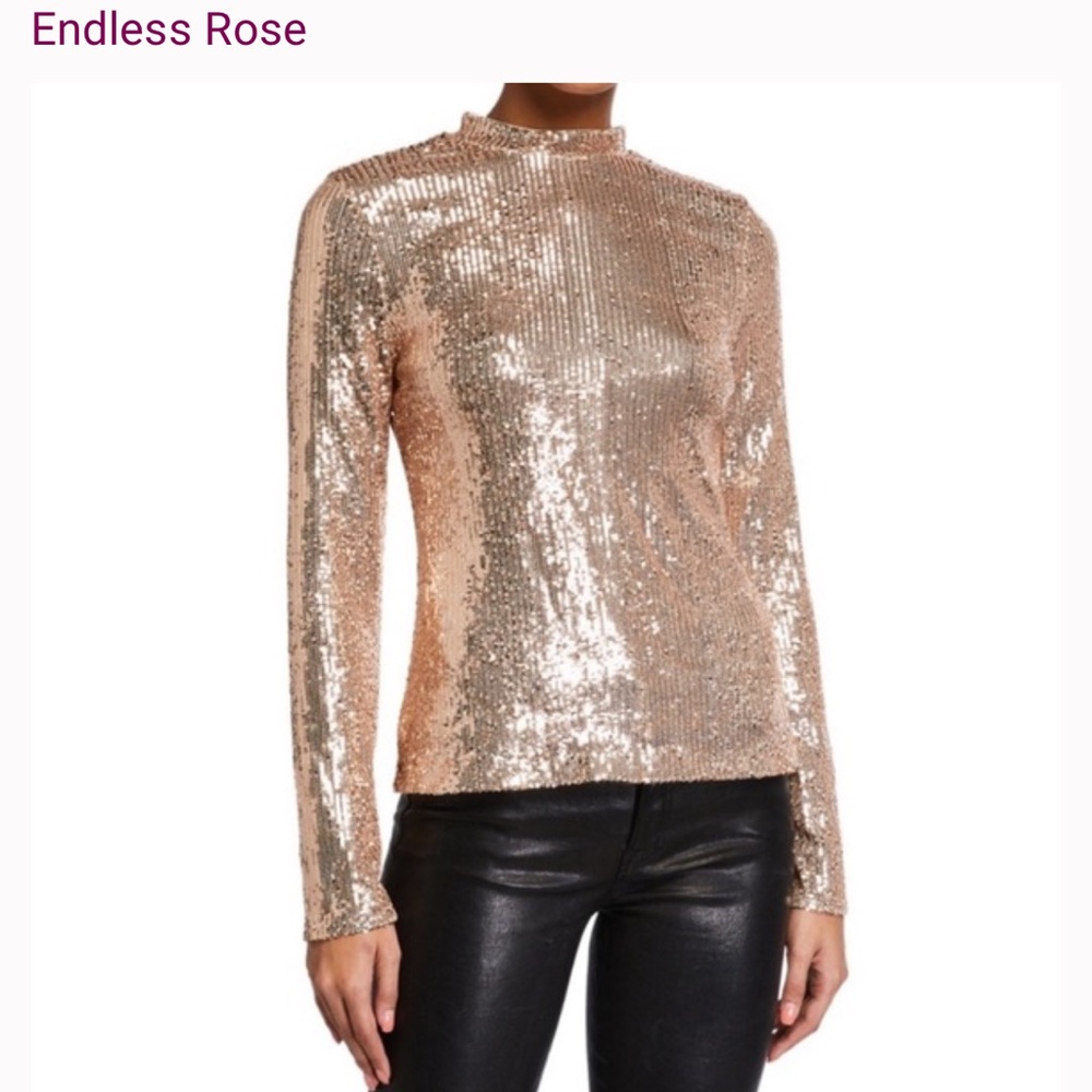 Gold Sequin Long Sleeve Top